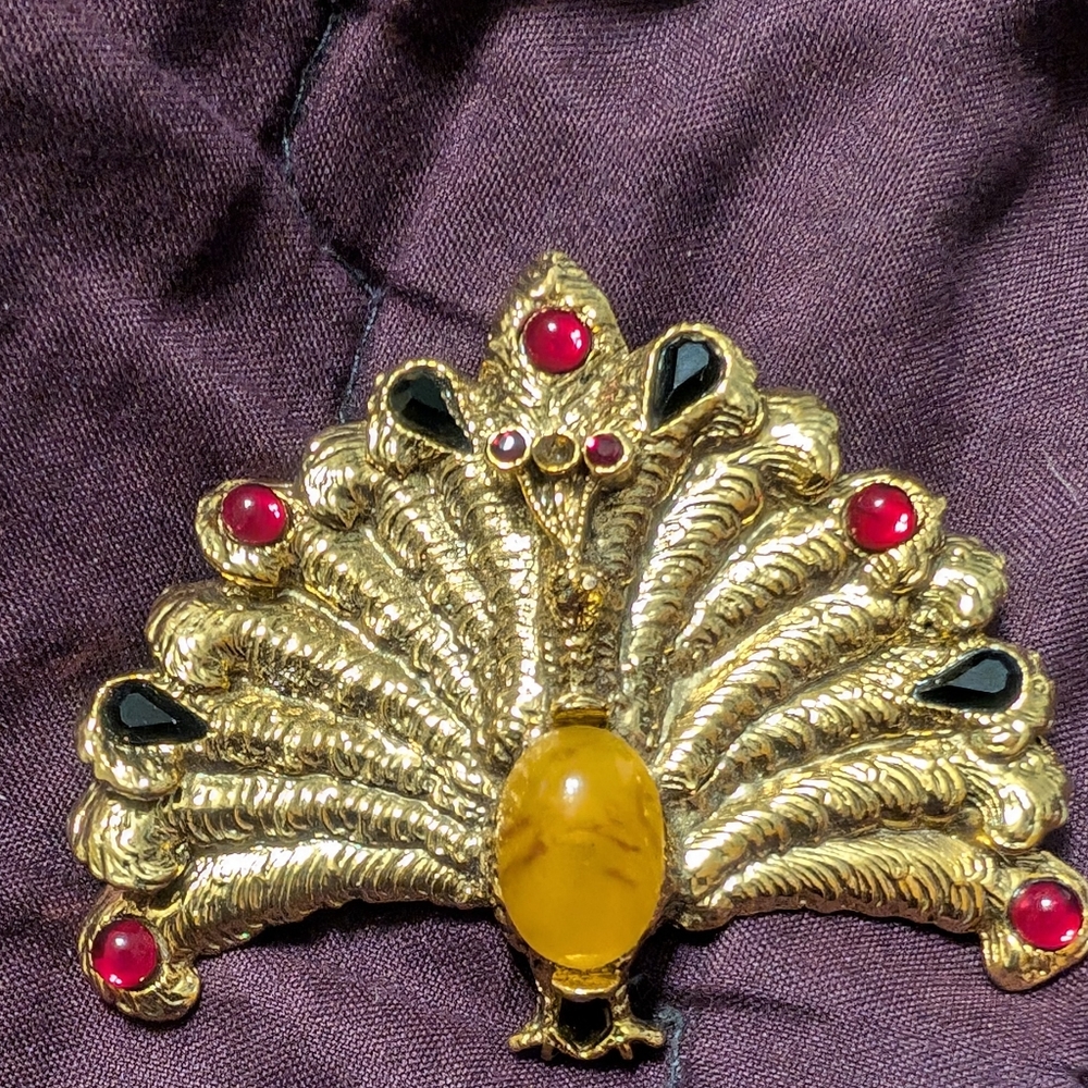 Vintage Costume Peacock Brooch